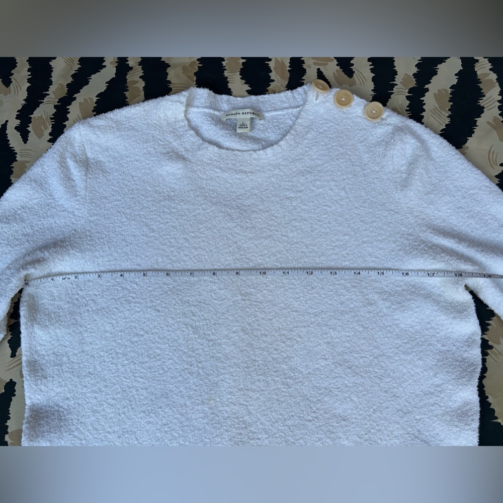 BANANA REPUBLIC Women’s Cotton Blend Crewneck Pullover White Sweater Size: L - Picture 5 of 10